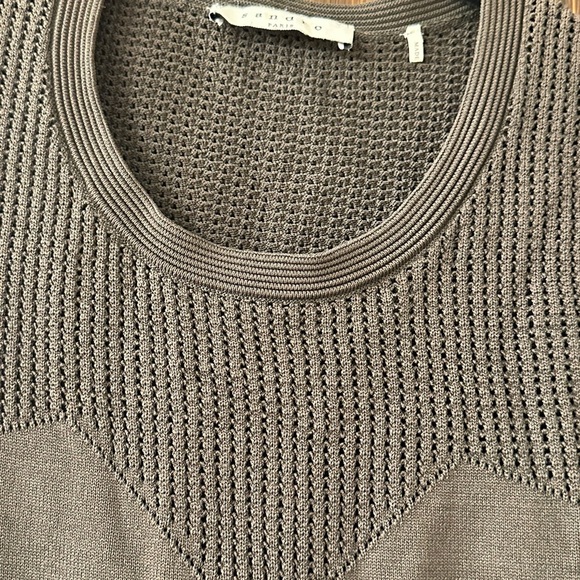 SANDRO Rhapsody Olive Green Fit and Flare Dress (D9) - Picture 6 of 8